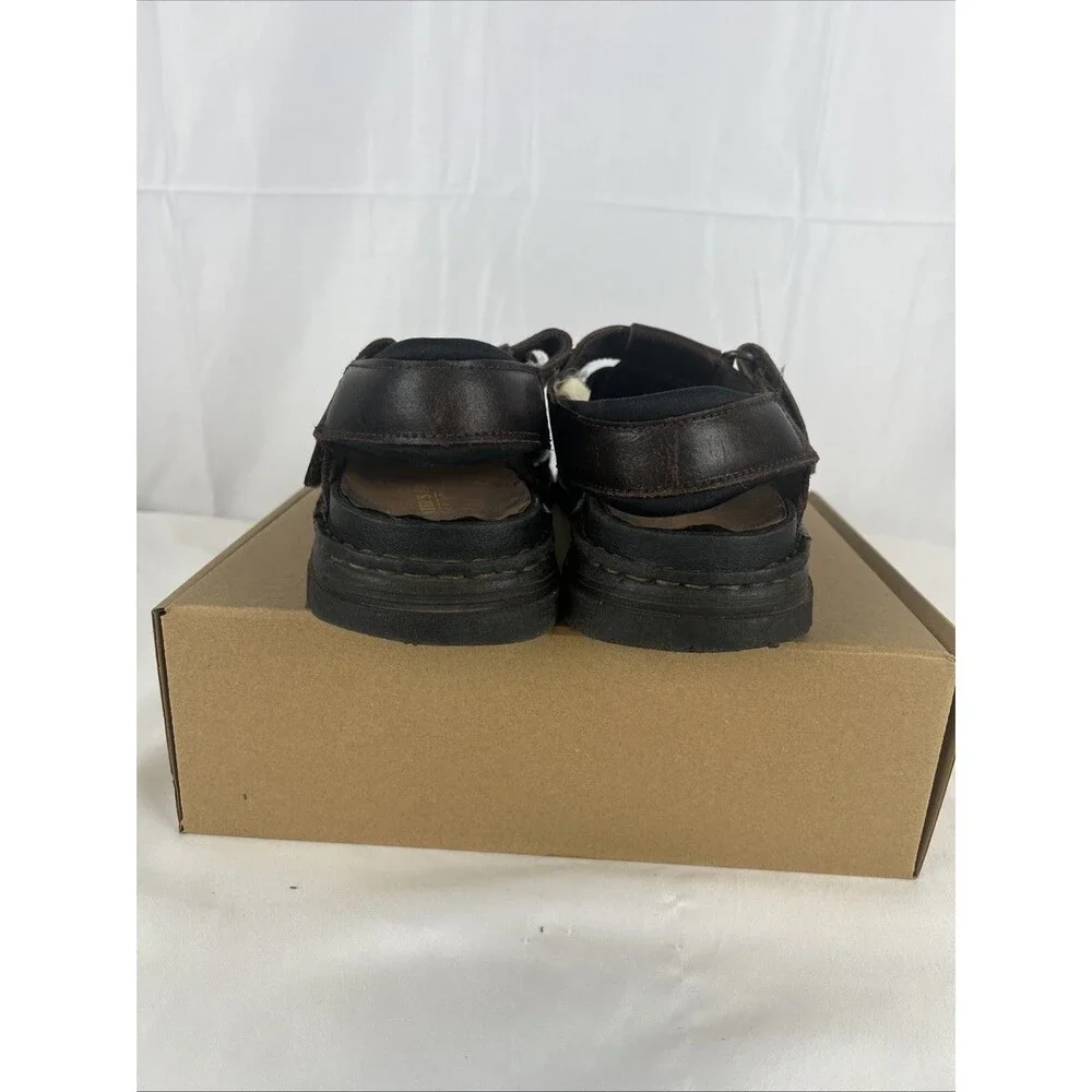 Hunters Bay Men's Brown Leather Fisherman Sandals Shoes Size 12 Hook & Loop